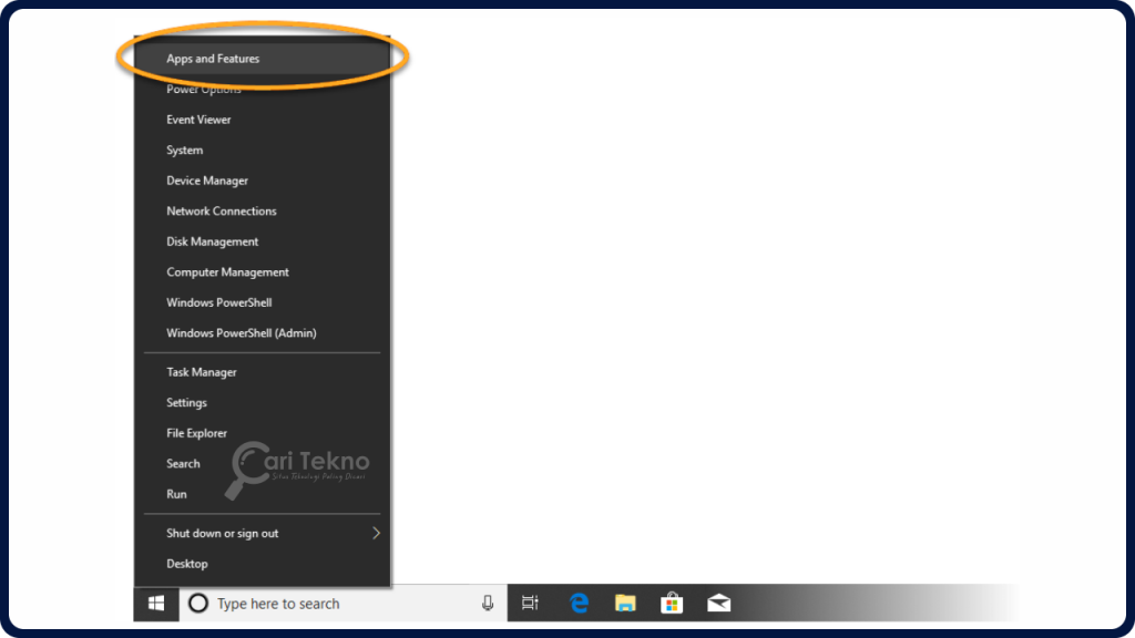apps and features in windows 10 button