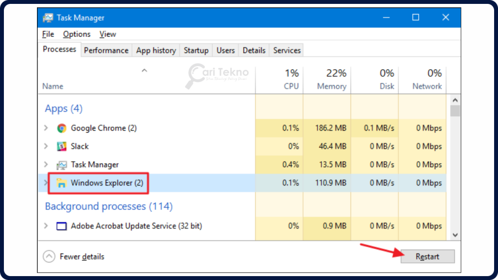 task manager tab processes