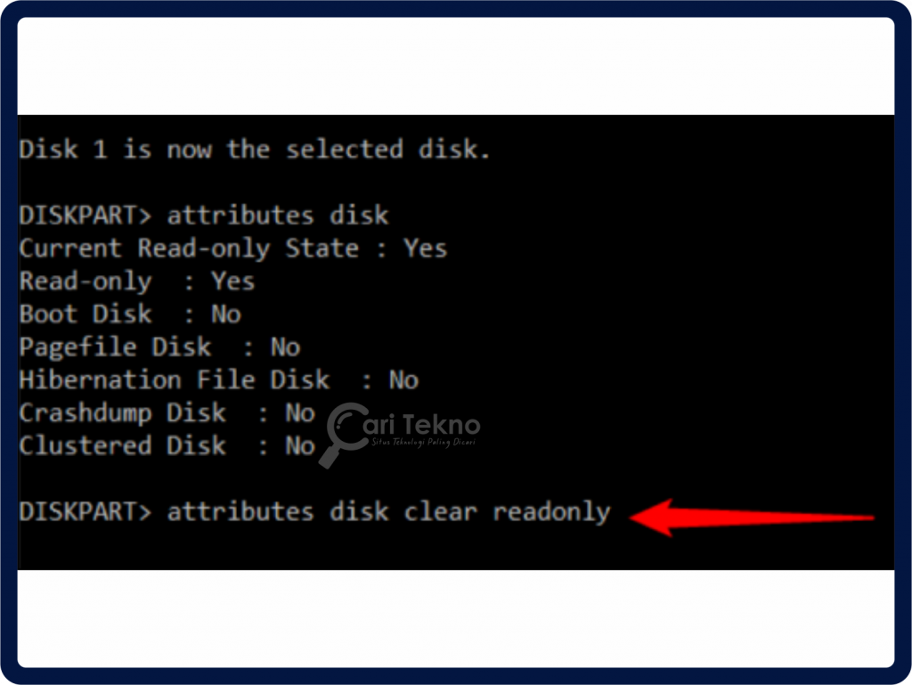 attributes disk clear readonly command prompt