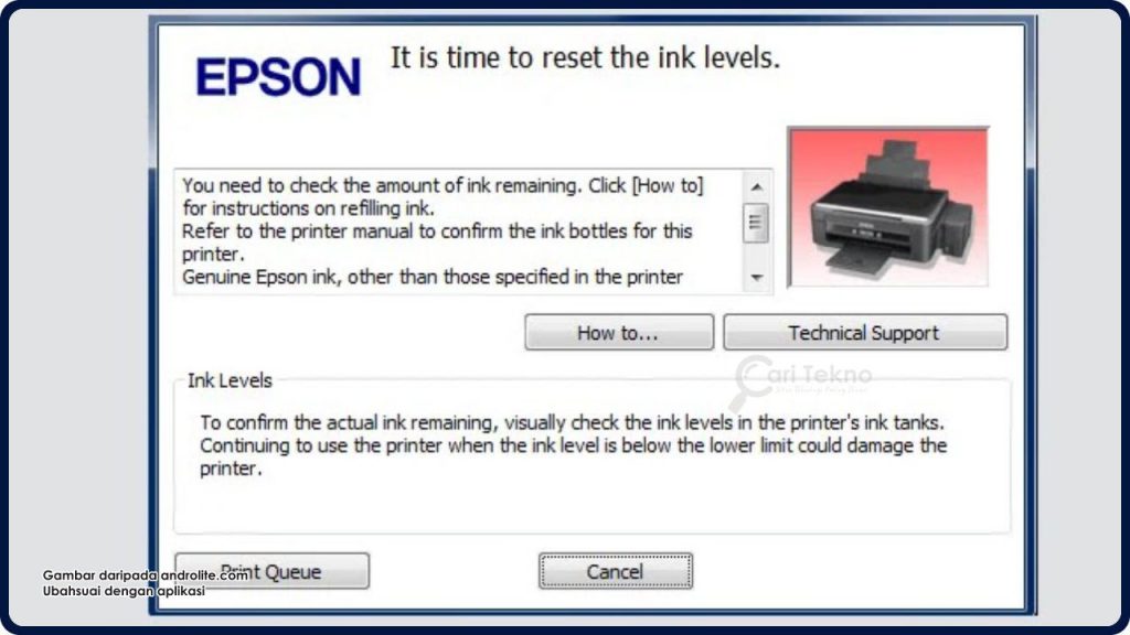 cara reset printer epson l210